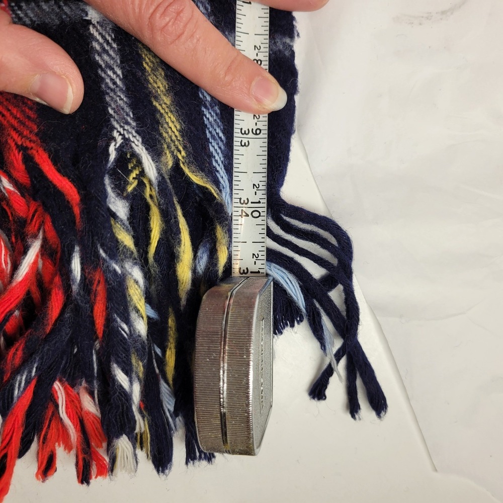Troy Robe Plaid Oversized Throw Stadium Blanket Black Red White VTG Fringed - Picture 5 of 7